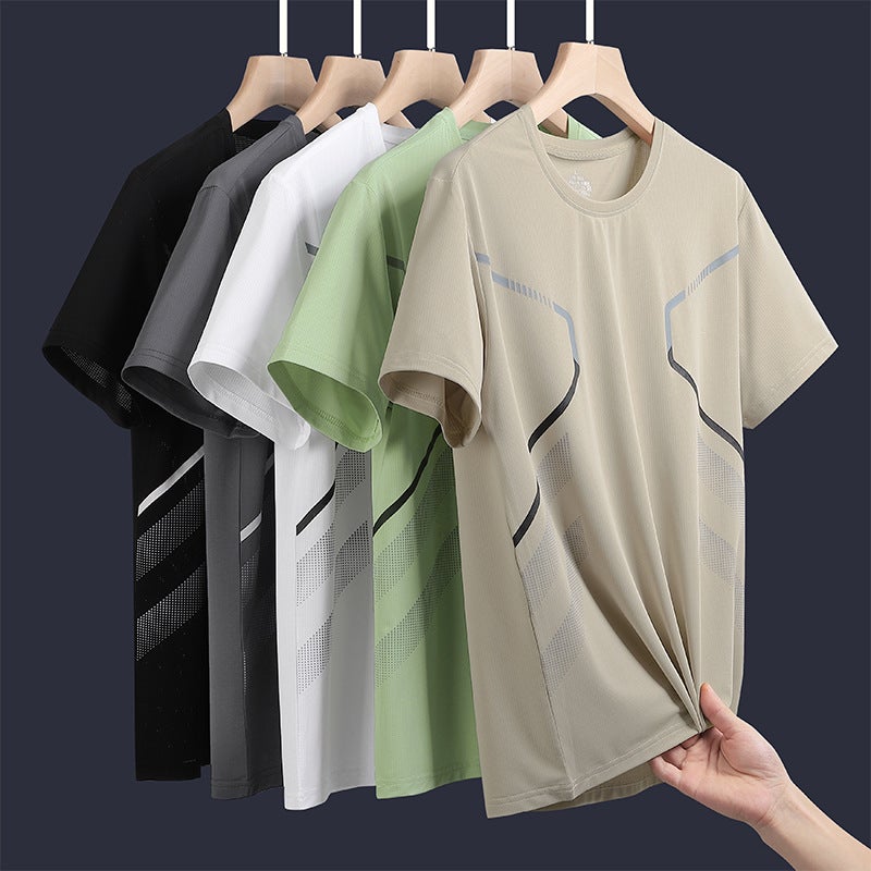 Ice Cool Stretch Ice Silk Short-Sleeved Casual All-Match T-Shirt Men'S Quick-Drying Mesh Half-Sleeved Top - Image 2